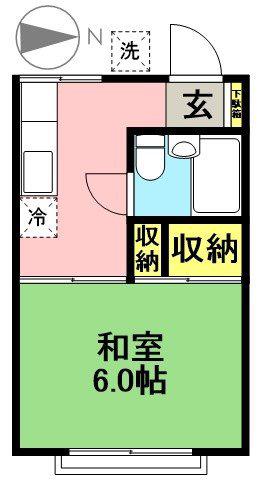 ハイツ大庭(1K/2階)の間取り写真