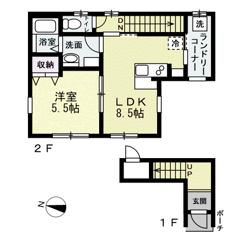 RE春日部姫宮(1LDK/2階)の間取り写真