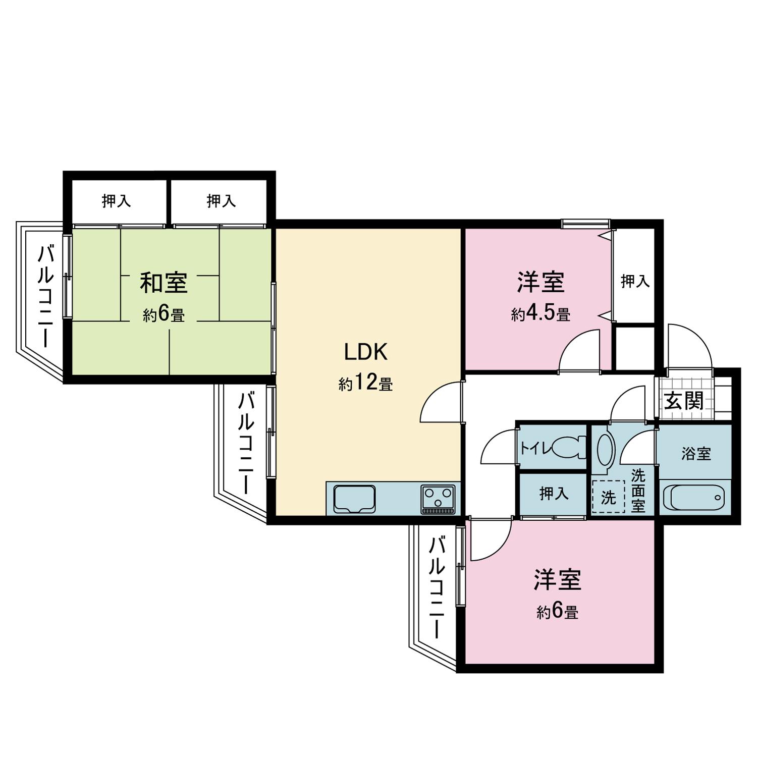ロウゼット芦屋(3LDK/1階)の間取り写真