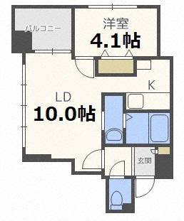 PRIVE菊水(1LDK/3階)の間取り写真
