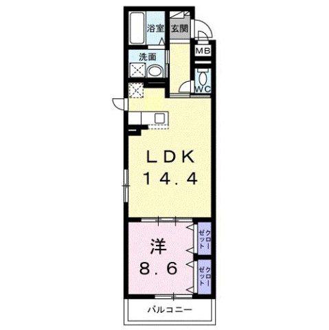 ブルーム(1LDK/3階)の間取り写真