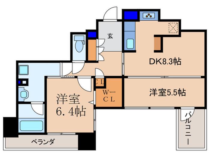エステムコート天神橋(2DK/6階)の間取り写真