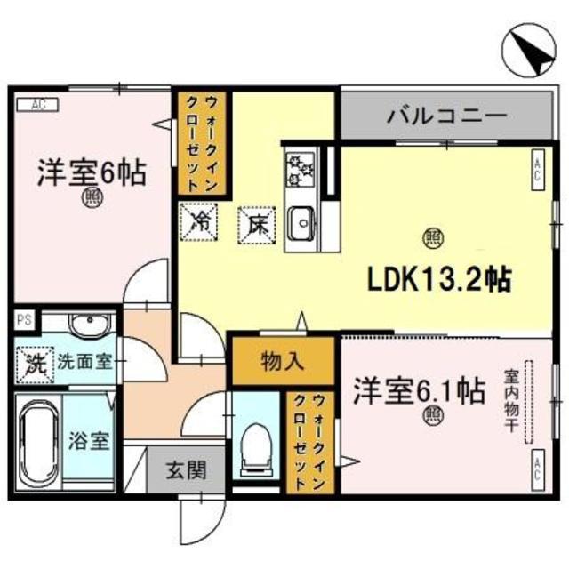 トリシア クレール(2LDK/1階)の間取り写真