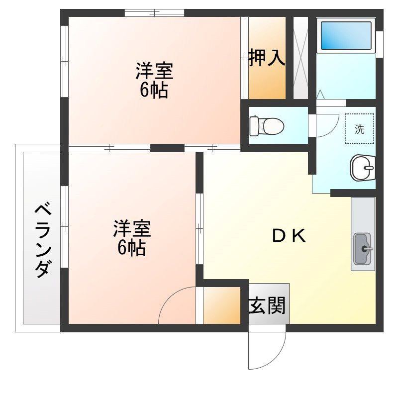 コーポ湊(2DK/1階)の間取り写真