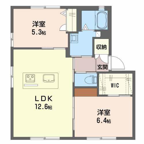 プレシクモHARA(2LDK/1階)の間取り写真