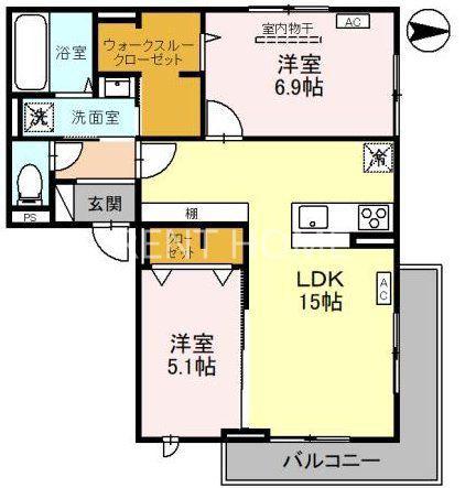VIEL`ECLAT(2LDK/3階)の間取り写真