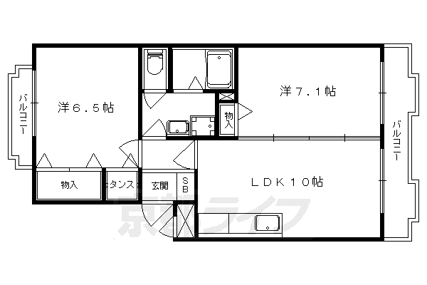 ツインヴィレッジ西野II(2LDK/1階)の間取り写真