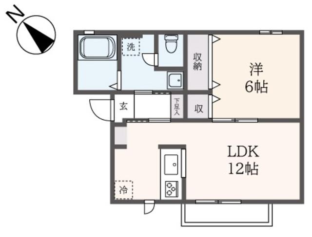 ホークヒルズA棟(1LDK/2階)の間取り写真