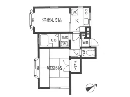 パステルハイム(2K/1階)の間取り写真