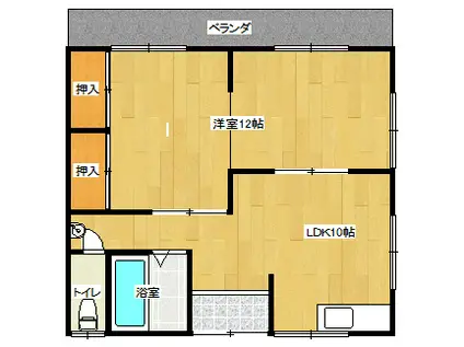 加藤アパート(1LDK/2階)の間取り写真