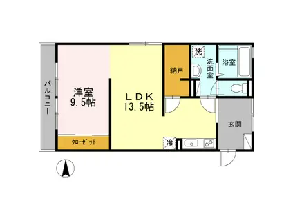 クレールメゾン中田(1LDK/3階)の間取り写真