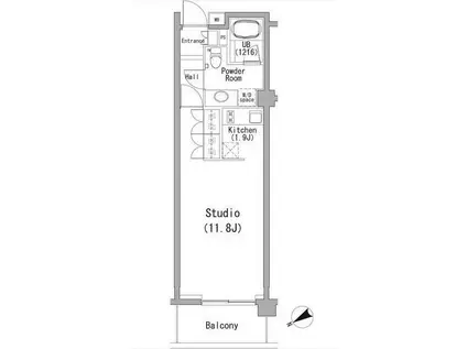 PERCH南青山(ワンルーム/2階)の間取り写真