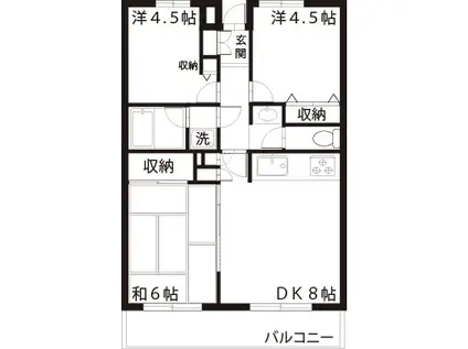 田園コートエレガンスA(3DK/3階)の間取り写真