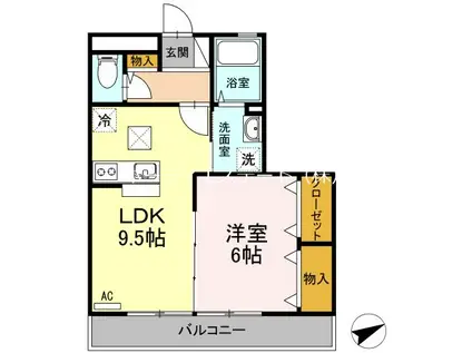 フレブラース(1LDK/1階)の間取り写真
