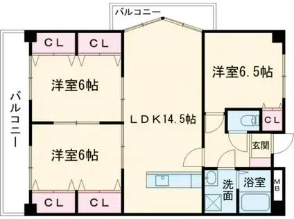 レイ・ブリック若園(3LDK/4階)の間取り写真