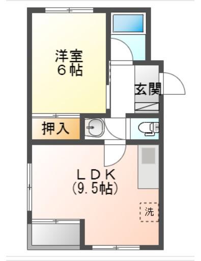 グランドハイツ(1LDK/4階)の間取り写真
