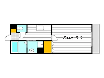 サンステージ大和町(1K/1階)の間取り写真