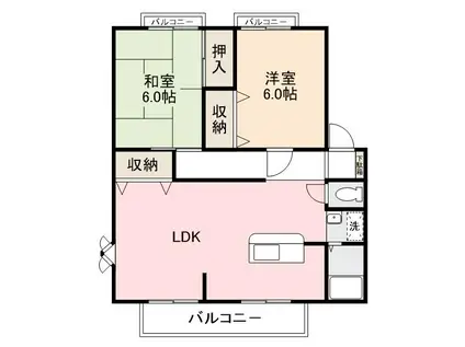 サンビレッジ木太(2LDK/2階)の間取り写真