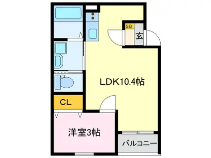 JACK MATSUBARAI(1LDK/2階)の間取り写真