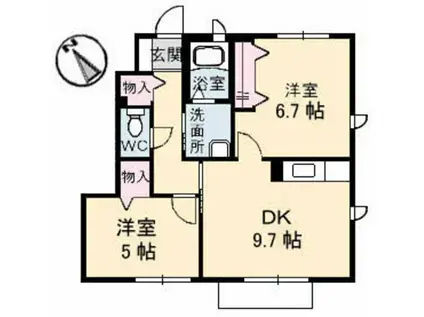 SHAMAISON MAAMI(2DK/1階)の間取り写真