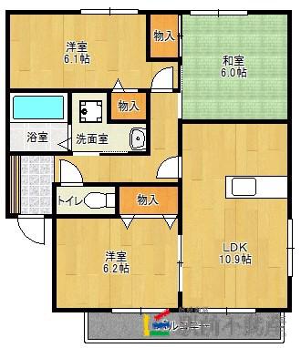 メゾンボヌール(3LDK/2階)の間取り写真
