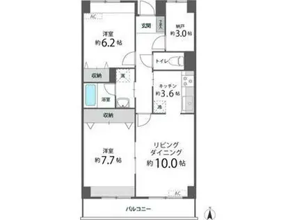 目黒本町マンション(2SLDK/4階)の間取り写真