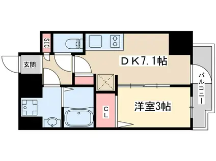 メインステージ大阪ノースゲートⅡ(1DK/2階)の間取り写真