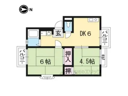 リバーサイド松室A棟(2DK/2階)の間取り写真