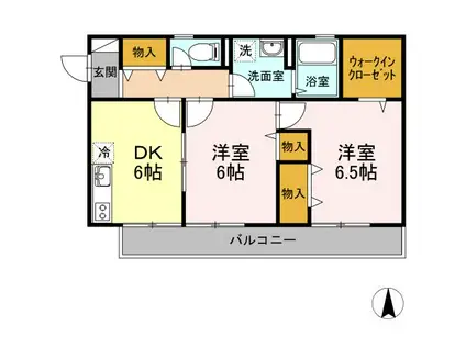 パールハイツ内田II(2DK/2階)の間取り写真