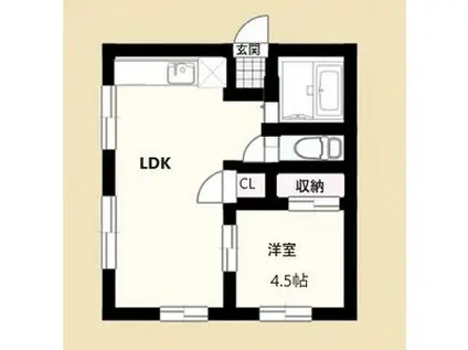 松和マンション(1LDK/3階)の間取り写真