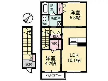 シャーメゾン・ミルレ・ローゼ(2LDK/2階)の間取り写真