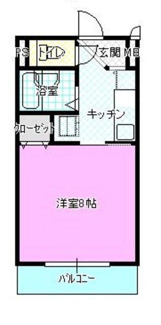 地下鉄東山線 本陣駅 徒歩14分 3階建 築26年(1K/2階)の間取り写真