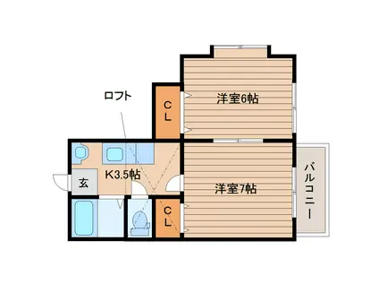 サンシャイン小松島(2K/1階)の間取り写真