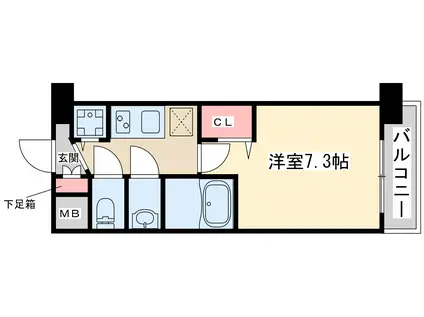 ディームス江坂(1K/3階)の間取り写真