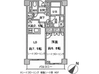 ファインステージ新横浜(1LDK/3階)の間取り写真