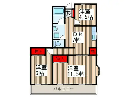 ヤマダマンション(3DK/1階)の間取り写真
