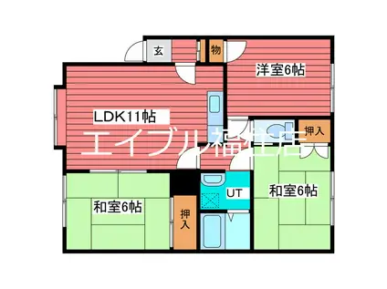 第2コーポ大滝(3LDK/3階)の間取り写真