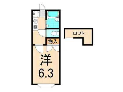 マドカハイツアオイI(1K/2階)の間取り写真
