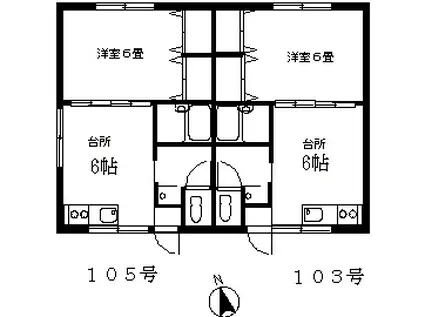 ヴェルデ富士見(1DK/1階)の間取り写真