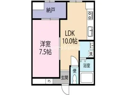 鶯橋マンション(1LDK/4階)の間取り写真