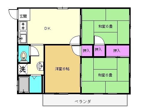 サンハウス戸塚(3DK/2階)の間取り写真