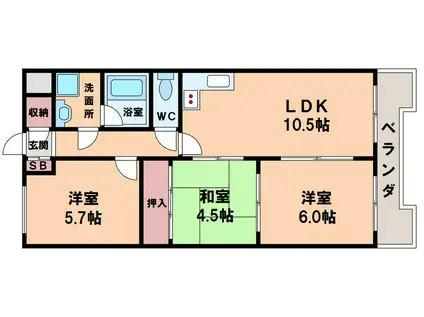 グローバルハイツ(3LDK/6階)の間取り写真