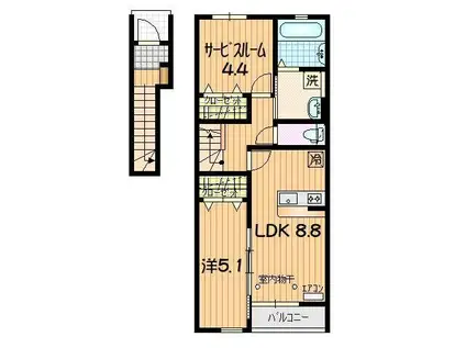 SKY CITY YAHABA II(1SLDK/2階)の間取り写真