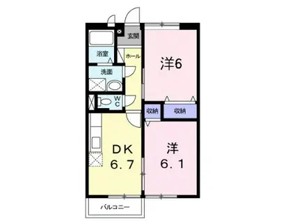 メゾン・ド・フローラ(2DK/2階)の間取り写真