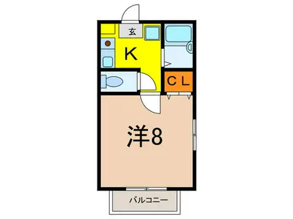 聚楽荘 B棟(1K/1階)の間取り写真