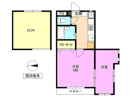 ハーベスト常入(2K/2階)の間取り写真