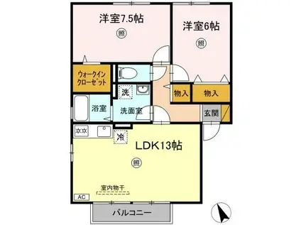 メゾングレースABC(2LDK/2階)の間取り写真