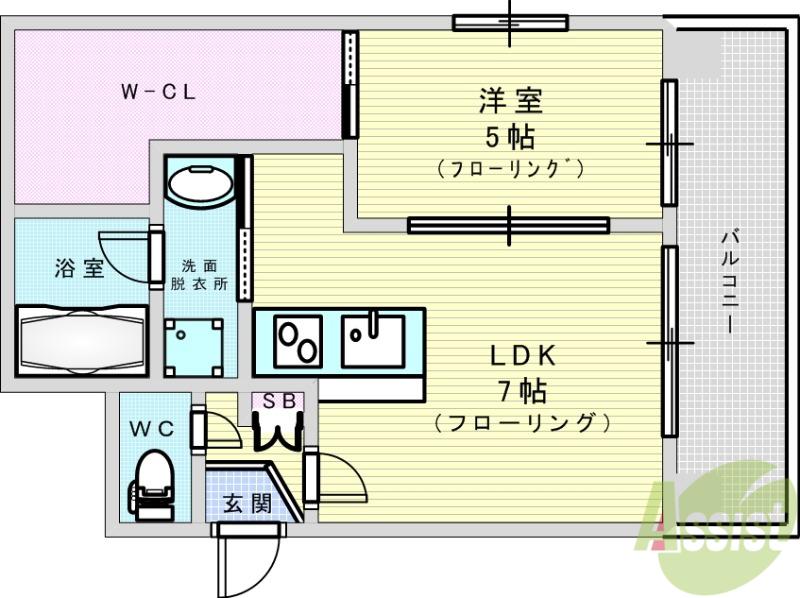 CITY SPIRE十三東(1LDK/2階)の間取り写真