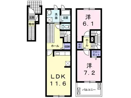フェニックス・M(2LDK/2階)の間取り写真