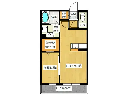 ヒルズ堀割(1LDK/3階)の間取り写真